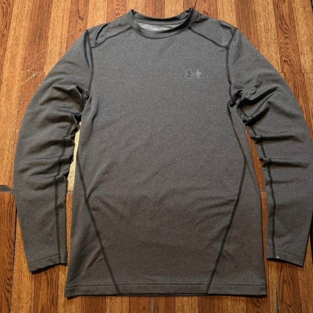 Under Armour Grey Thermal Cold Tech Sportswear Fitted Sleeve Shirt Small